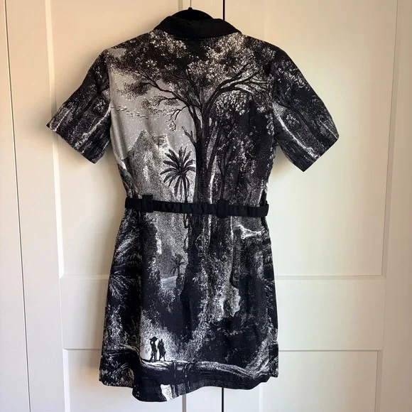 Desigual Black and White Printed Mini Shirtdress Button-Front | M - Picture 4 of 5